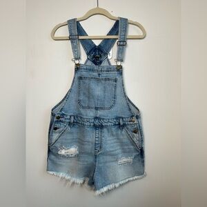 Wild Fable Women's Raw Edge Denim Short Overalls